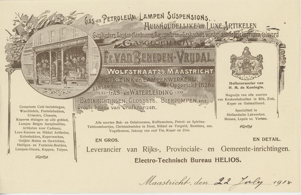 SHCL – DOC_0040 Briefhoofden, 1850-1988, Doos 22-Maastricht-Fr. van Beneden-Vrijdal - 1915